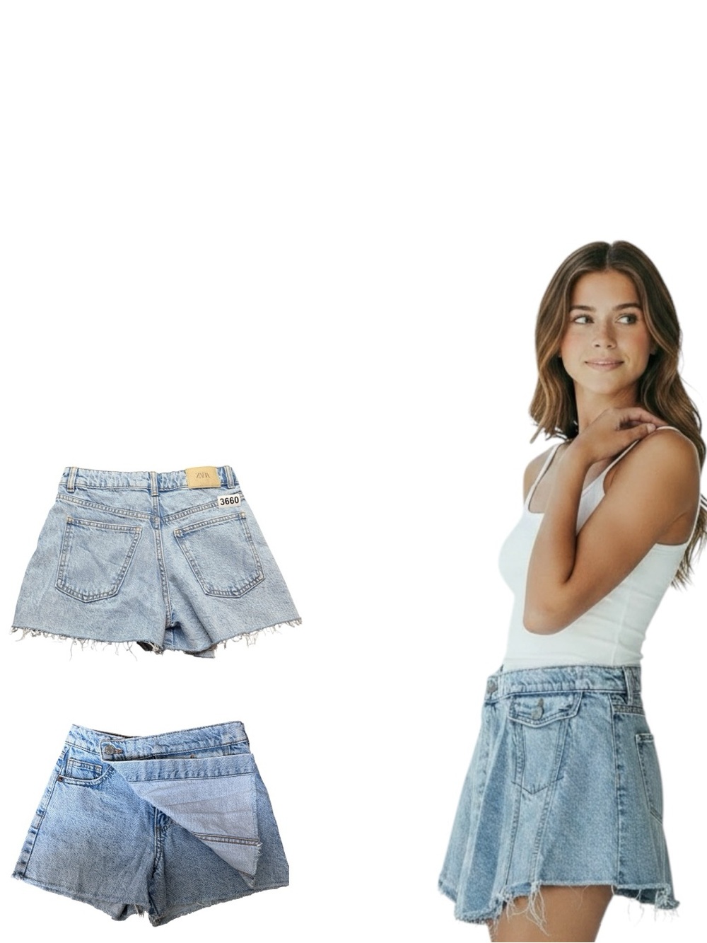Zara Girls Light Wash Denim Skort